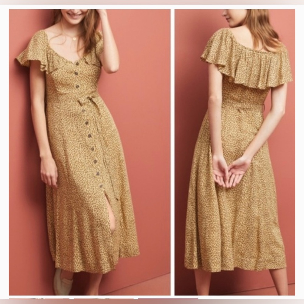 ✨⚡️💥Anthropologie Leopard Print Bolano Dress